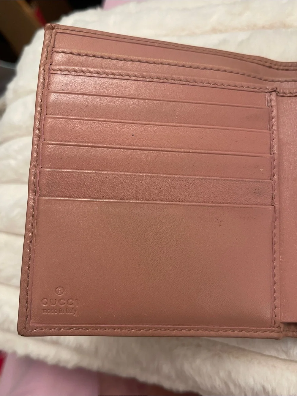 Gucci Beige GG Canvas Wallet with Pink Leather Trim - Picture 4 of 8